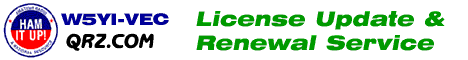 The QRZ/W5YI-VEC License Update
and Renewal Service